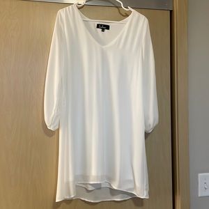 Lulus Large Shifting Dears White Longsleeve Dress